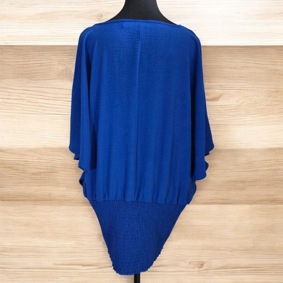 ⭐️Nina Leonard Blue Blouse with Batwing Sleeves Size XL - Picture 2 of 5